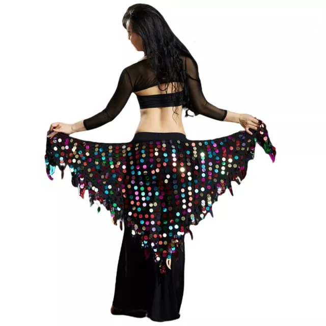 Belly Dance Bling Shine Sequine Hip Scarf Tribal Fringe Tassel Wrap Skirt Belt