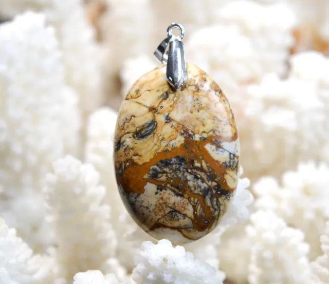 Jaspe Paysage 59 carats - pendentif cabochon pierre naturelle - Namibie / FD68