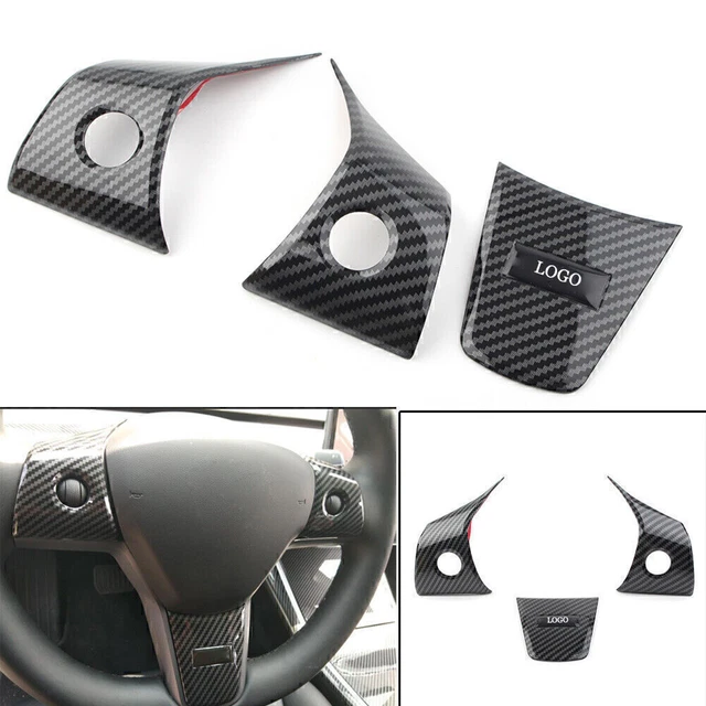 Wheel Steering Sequins Cover Sticker For Tesla Model 3 2017-2019 18 Carbon Fiber