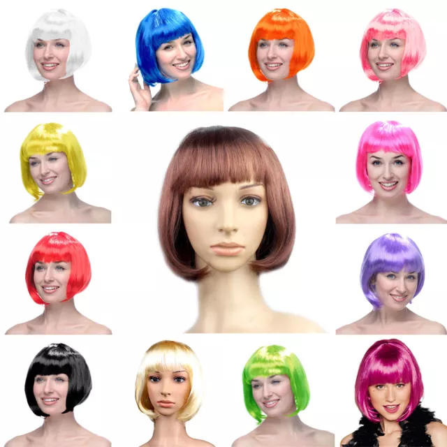 Ladies Short Wig Brown Blonde Red Wig Bob Style Fashion Full Wigs Party Cosplay