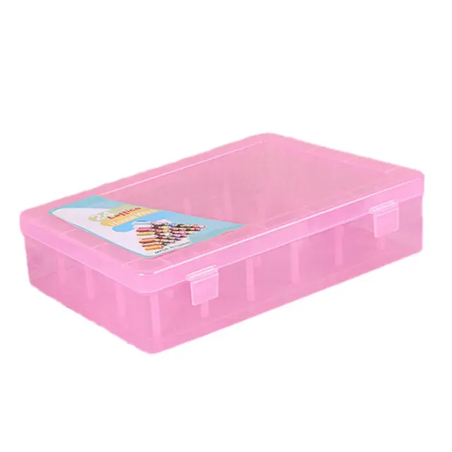 Sewing Thread Storage Box Pink Clear Holder DIY Craft Sewing Reel Case for