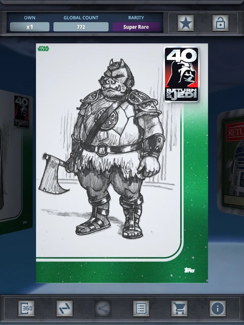 Topps Star Wars Card Trader ROTJ 40th Wave 1 Sketches Chrome Green Gamorrean SR