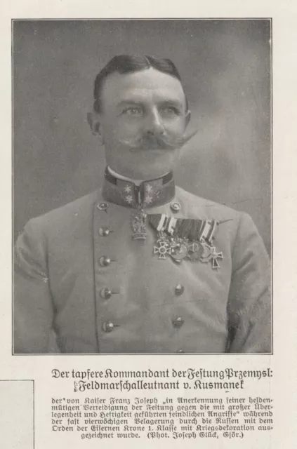 Feldmarschalleutnant Hermann De Kusmanek Original Bilddokument De 1914 WW1