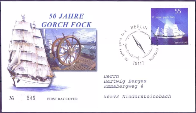 BRD 2008: Gorch Fock! FDC der Nr. 2686 mit Berliner Stempel! Gelaufen! 23-10