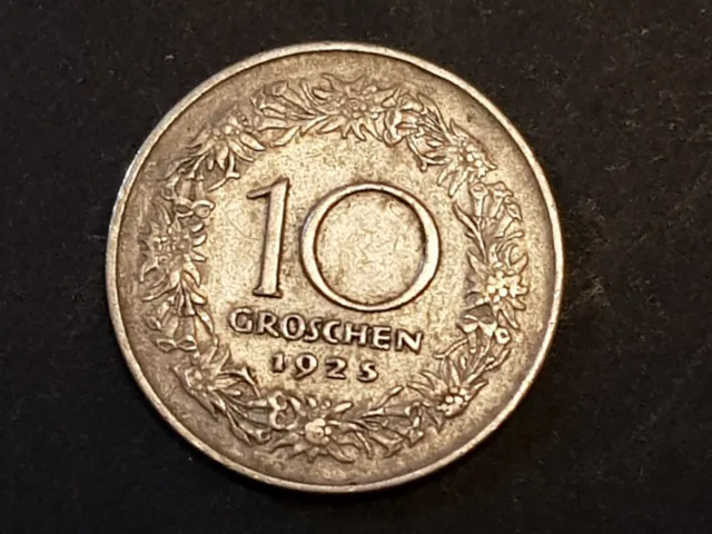 1925 Austrian Austria 10 Ten Groschen Coin - Circulated