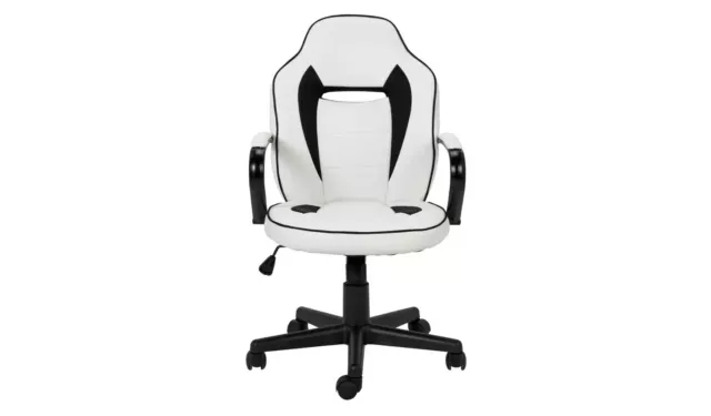 Argos Home Faux Leather Mid Back Office Gaming Chair - White & Black 8036478 R 2