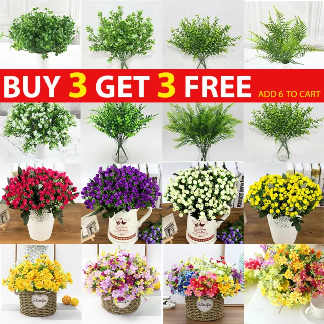 Artificial Flowers Plants Indoor Outdoor Fake Bouquet Graves Garden Home Decor