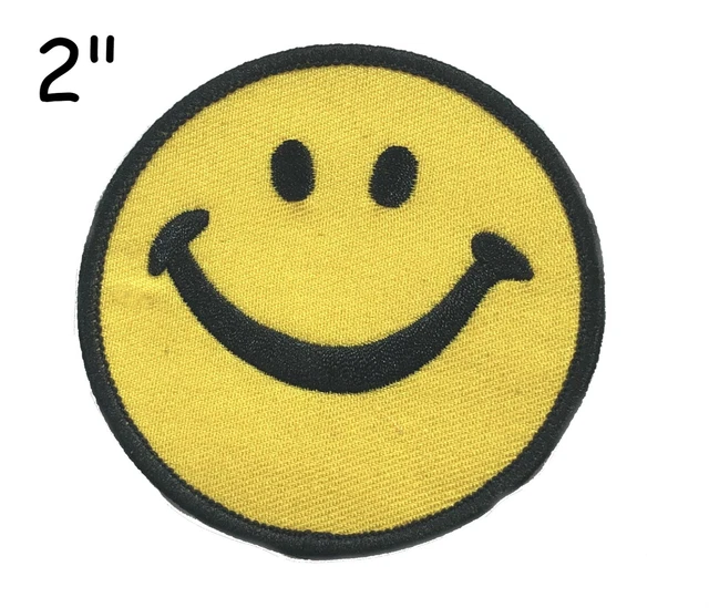 LARGE SMILEY FACE Emoji Yellow Emoticon - Iron on Applique/Embroidered ...