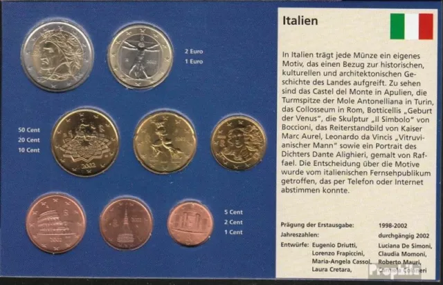 Italien 2002 Stgl./unzirkuliert Kursmünzensatz 2002 EURO-Erstausgabe