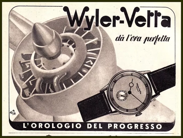 Pubblicita' 1943 Wyler Vetta Orologio Da Polso Elica Aereo  M.duse Watches