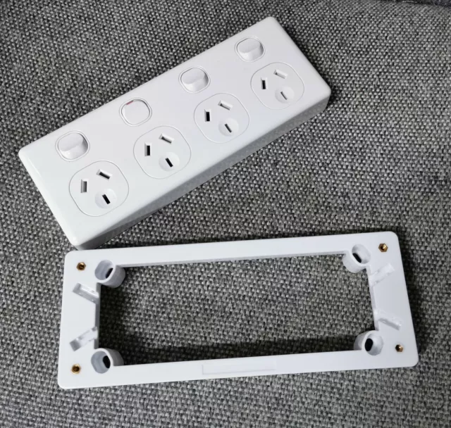 Quad PowerPoint 4 Socket Outlet Wall Plate Replace Single Gpo  10A 250V  & Base