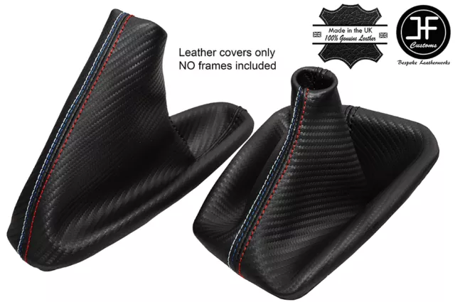 Black Stitch Carbon Look Gear Handbrake Gaiter For Bmw  E36 E46 91-05 Tri Stitch