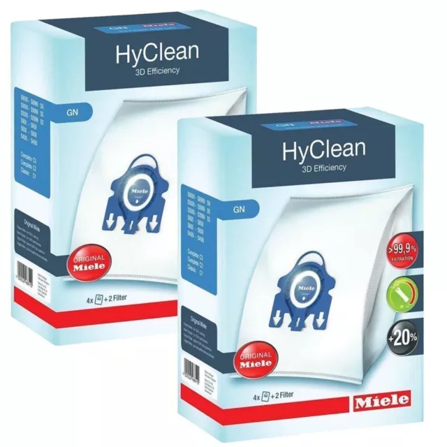 Miele HyClean 3D Efficiency GN Vacuum Bags 2 x Genuine Box Fits Complete C3