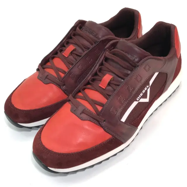 Diesel V-Staffetta S-Fleett Sneakers Mesh Casual Shoes Maroon Red US Size 10.5
