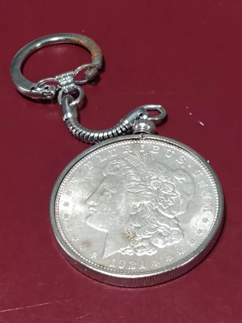 1921 Pds Morgan Silver Dollar Silver Plated Key Chain