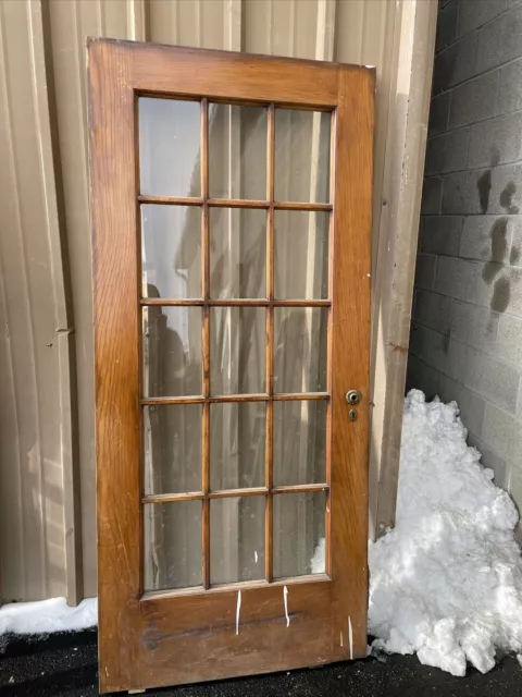 CM746 Antique Oak Flat Glass French Doors 35.75 X 79.5 X 1.75