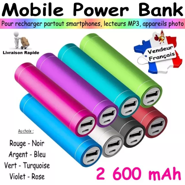 Batterie de Secours Chargeur Nomade Power Bank 2600 mAh pour votre Smartphone