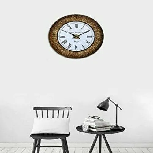 Métal Antique Bois Analogue Horloge Murale pour Maison (45.7x45.7cm) [KTWC221]
