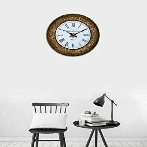 Métal Antique Bois Analogue Horloge Murale pour Maison (45.7x45.7cm) [KTWC221]