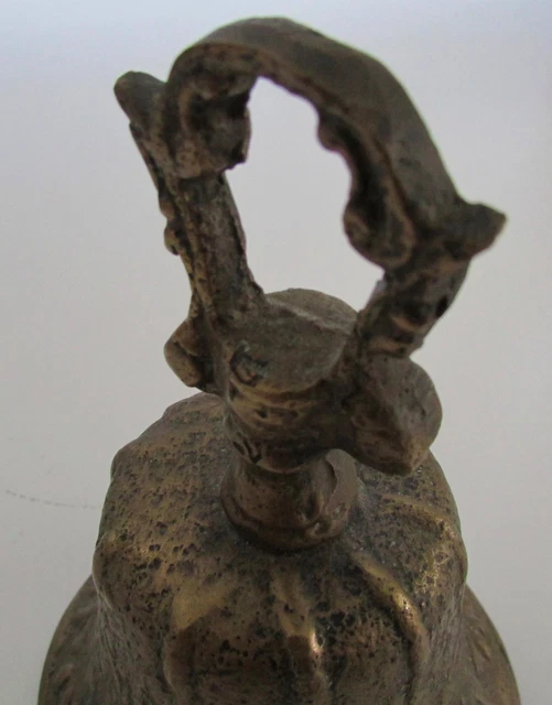 Beautiful Vintage Mid Century Solid Brass Ornate Decorative Heavy Dinner Bell 8