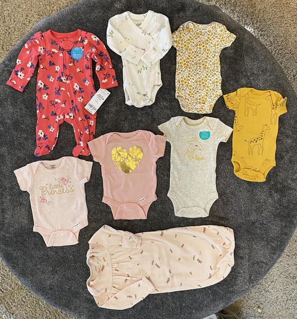Lot Of 8 Preemie Newborn Baby Girl Clothes Child Of Mine Carters Gerbers