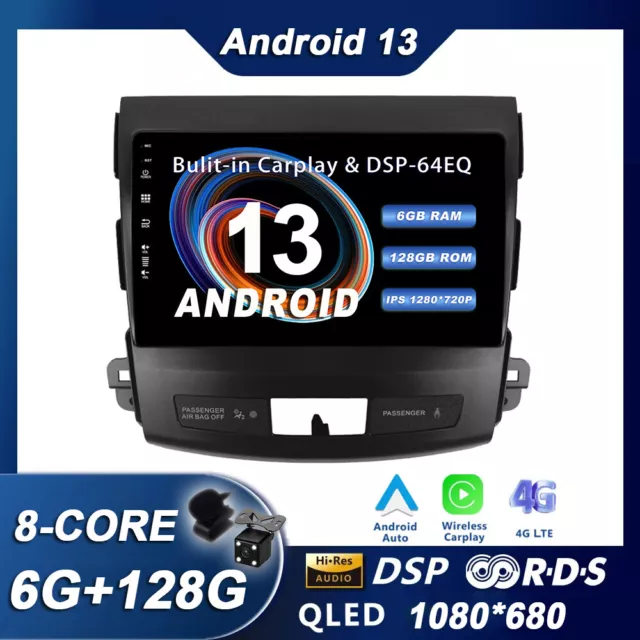 Car Play Android 13 Car Stereo GPS For Mitsubishi Outlander 2007-12 DAB 6G+128GB