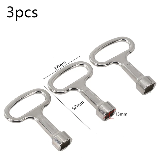 Set chiavi quadrate di 3 chiavi quadrate argento per sfiato di riscaldamento diametro presa 8 mm