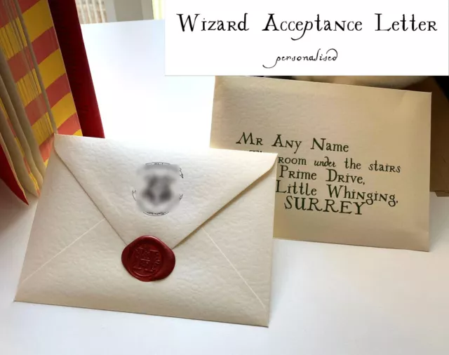Personalised Hogwarts Acceptance Letter. Harry Potter Wax Seal