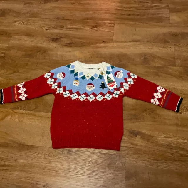 Next Small Childrens Winter Festive Christmas Knit Jumper Age 3-4 Years Rrp £21 2