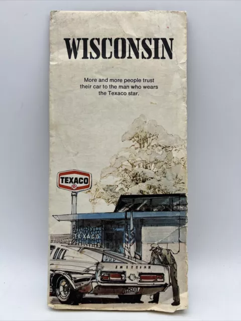 1973 TEXACO WISCONSIN STATE Highway Interstate Road Street Map TRAVEL TOUR GUIDE