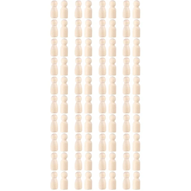 80 pcs Personnes en bois En bois Peg Poupées Inachevé Noël Cheville Poupée