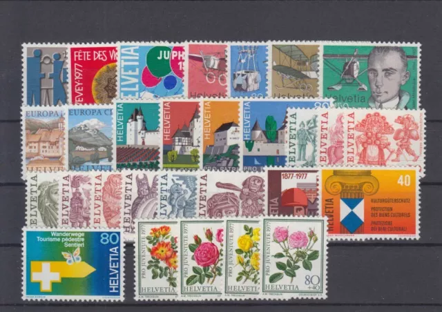 Schweiz Jahrgang 1977 postfrisch / ** komplett = Michel Nr. 1087-1115 Helvetia