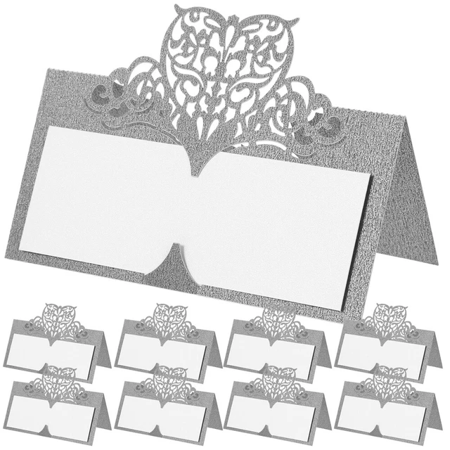 50 Stück Hochzeitstisch-Platzkarten, Tischnamen, Empfangskarten, Spitzenmuster,