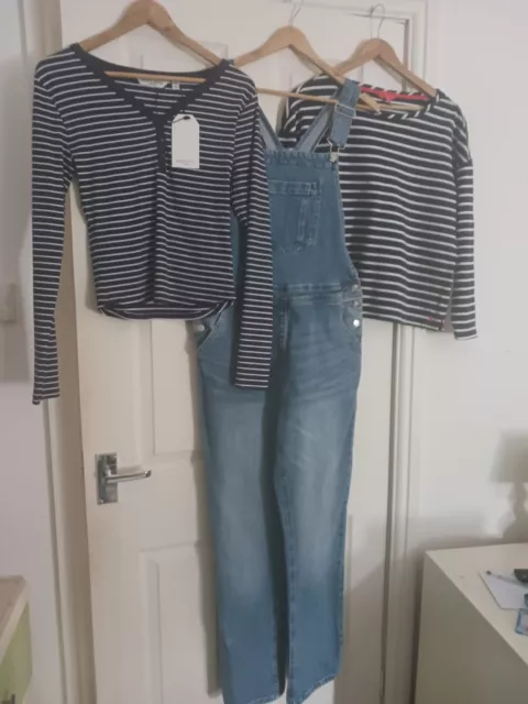 Womens Dungarees & Nautical Tops jumper Bundle 10-12 Joules, Papaya, Brave Soul