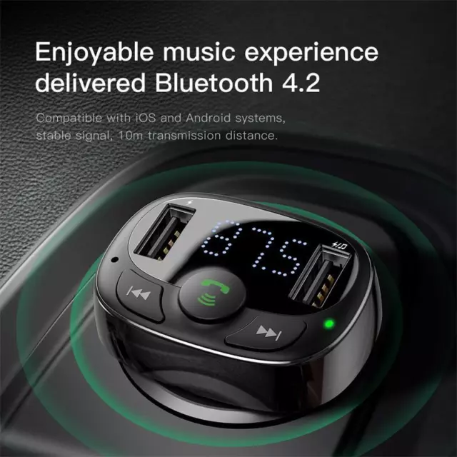 Baseus Bluetooth FM Transmitter Auto MP3 Player USB KFZ SD AUX Freisprechanlage！