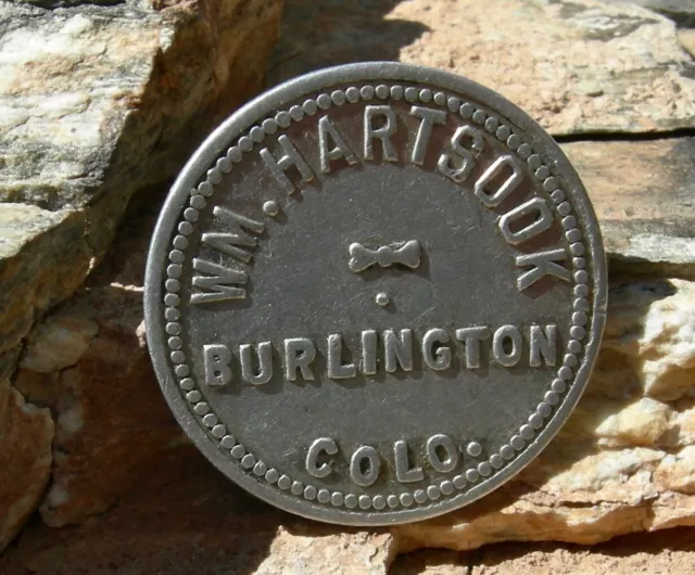 antique BURLINGTON, COLORADO (RR town, KIT CARSON CO) WILLIAM HARTSOOK 30c TOKEN