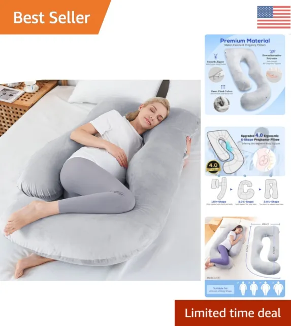 Plush Pregnancy Pillow - Full-Body Support, Removable Velvet Cover - 59''