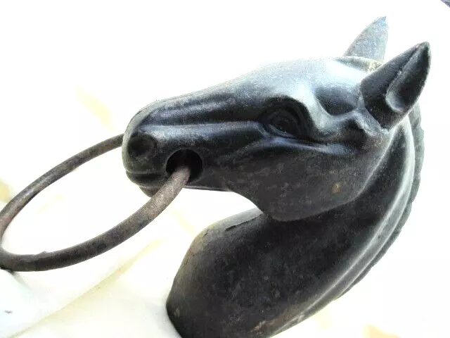 Cast Iron Horse Head With Mouth Ring Hitching Post Topper Vintage