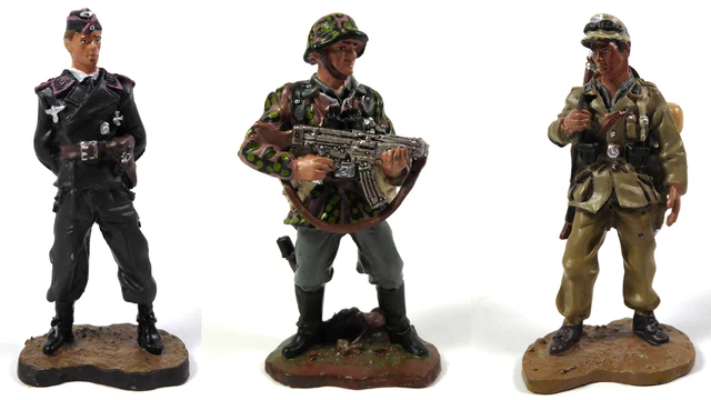 Lot de 3 Soldats de Plomb Allemands Seconde Guerre Mondiale WW2 1/32 60mm - LS1