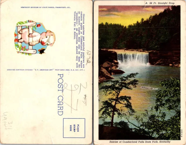 Sunrise at Cumberland Falls State Park 68 Ft. Drop KY Postcard Unused 49311