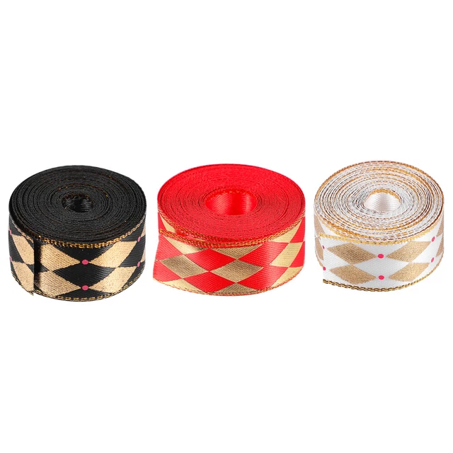 3 Rolls Wired Ribbon Diamond Pattern Webbing Wire Straps Hair