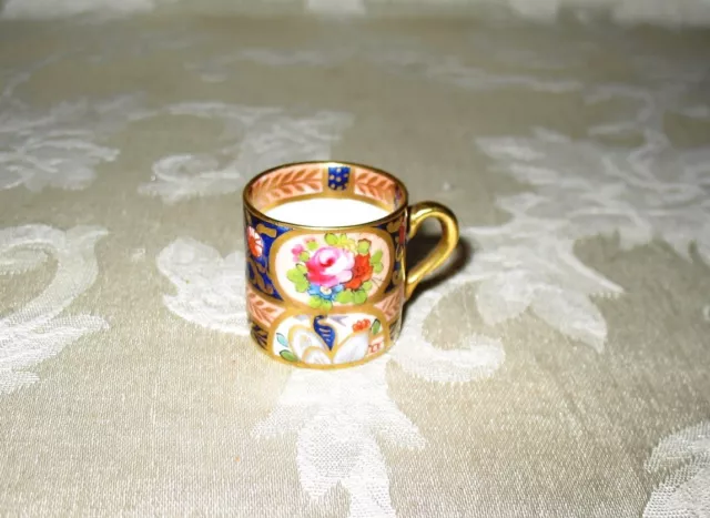 English Hand Painted Crown Staffordshire Miniature Mug Early 1900's, GORGEOUS!