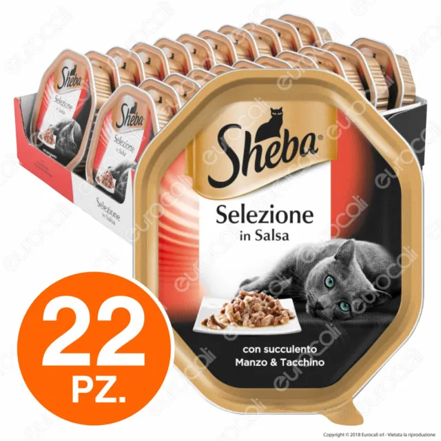 Sheba Selezione in Salsa Cibo per Gatti al Gusto Manzo e Tacchino 22 Vaschette•