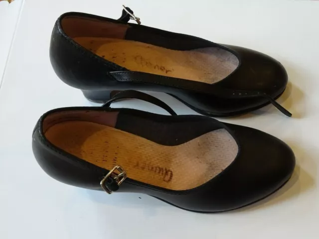 BLACK CAPEZIO JUNIOR FOOTLIGHT LEATHER CHARACTER DANCE SHOES girls 3.5 M