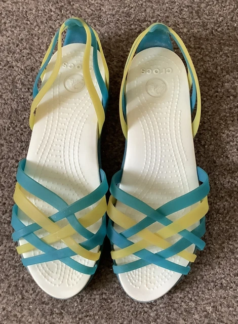 CROCS ISABELLA HUARACHE blue yellow multi strappy slip on sandals W8 uk 6 25.00 PicClick UK