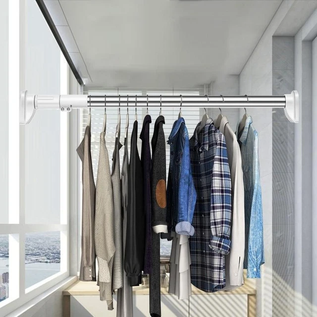Adjustable Telescopic Clothes Hanger Rod Punch-free Shower Curtain Extendable
