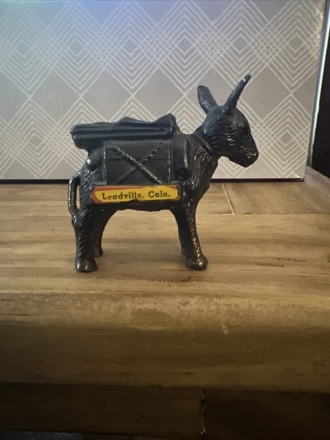 Vintage Burro Pack Mule Donkey Heavy Metal Cast Copper Figurine 2.2” X 2” Colo.