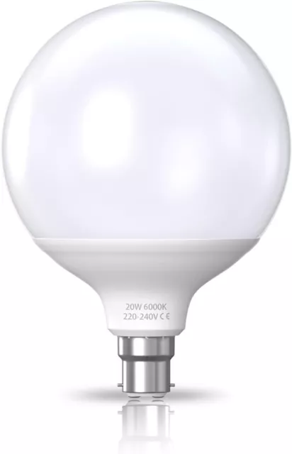 Bonlux 20W G120 B22 LED Globus Lampe Bajonett Basis warm 3000k weiß