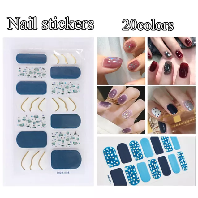 14 Uñas Adhesivos Completo Tiras Manicura Autoadhesivo 3D Decoración Lám <