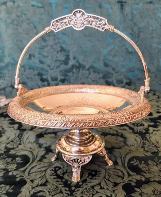 Bridal Basket 1900's Meriden Silver Co Handled, Quadruple Plated 12 inch